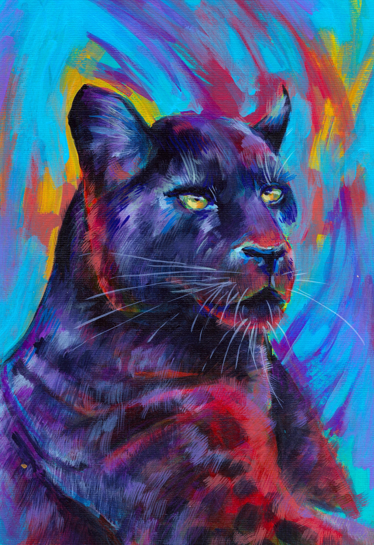 Colorful absract painting of panther